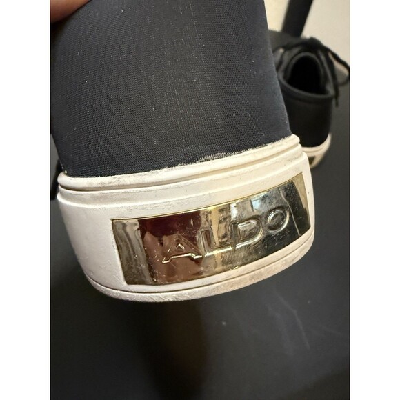 Aldo Stepanie Womens Size 8M Perforated Lace Up Collapsible Heel Black Sneakers - Picture 8 of 12